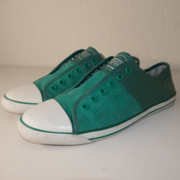 COACH "MIKA LACELESS" SNEAKERS Women's Sz 10B Green - Picture 8 of 13